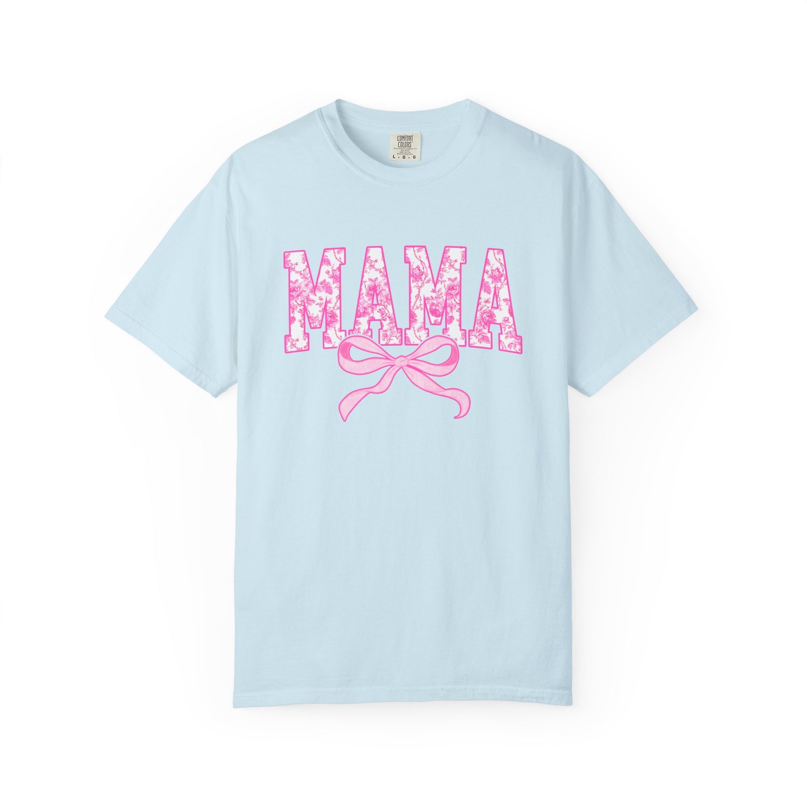 Mama Coquette Pink Toile Bow T-Shirt Cute Mom Graphic Tee