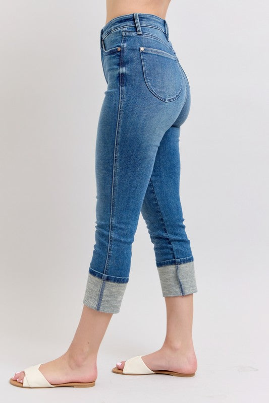 Judy Blue Full Size Skinny Cuff Capris Jeans with Pockets Plus Size - Sydney So Sweet