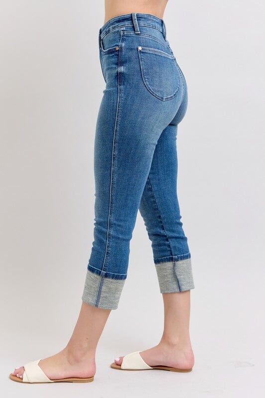 Judy Blue Full Size Skinny Cuff Capris Jeans with Pockets Plus Size - Sydney So Sweet