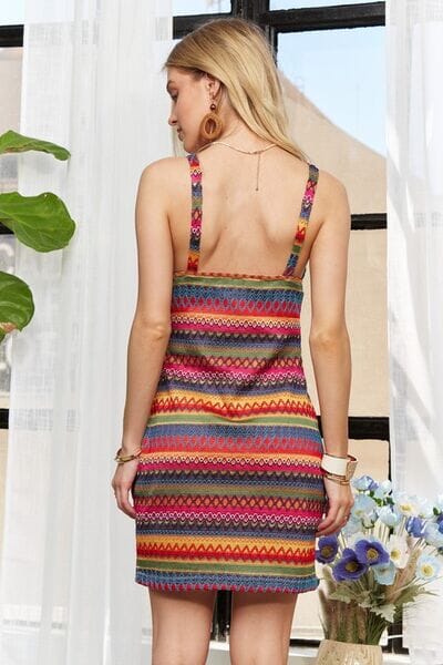 ADORA Contrast Striped V-Neck Mini Dress - Sydney So Sweet