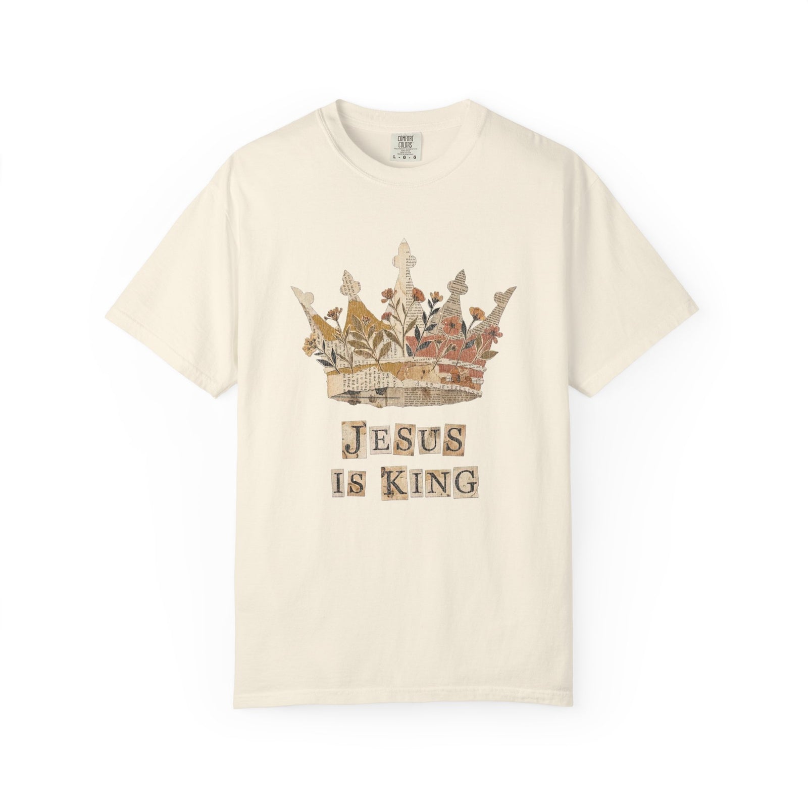 Jesus Is King Collage & Crown T-Shirt Faith-Based Christian Distressed Tee