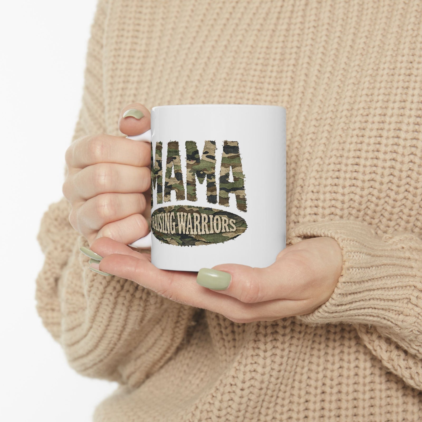 Camo Mama Raising Warriors Cute Ceramic Mug Coffee Cup (11oz & 15oz)