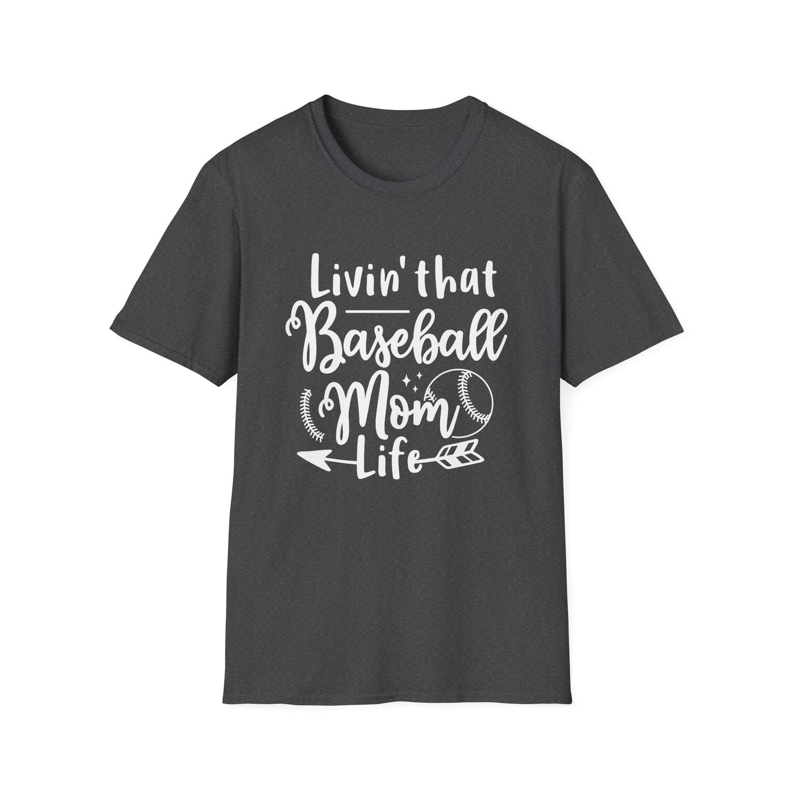Livin' That Baseball Mom Life Graphic T-Shirt Cute Sports Mom Tee (12 Team Colors)