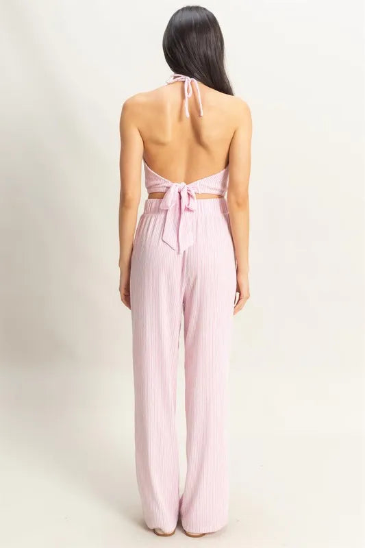 HYFVE Striped Halter Neck Top and Pants Set - Sydney So Sweet