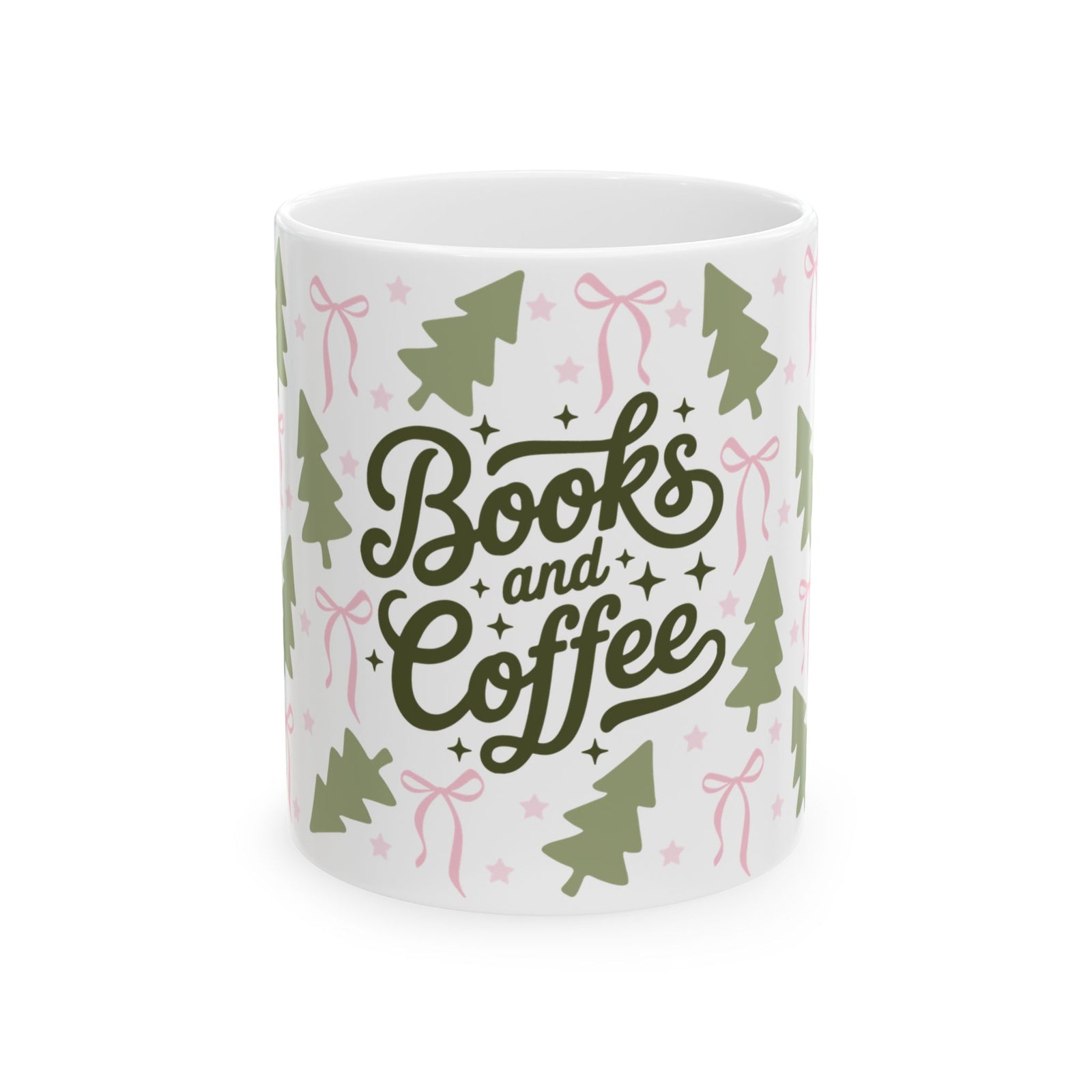 Books & Coffee Coquette Trees Ceramic Mug Coffee Cup (11oz & 15oz)