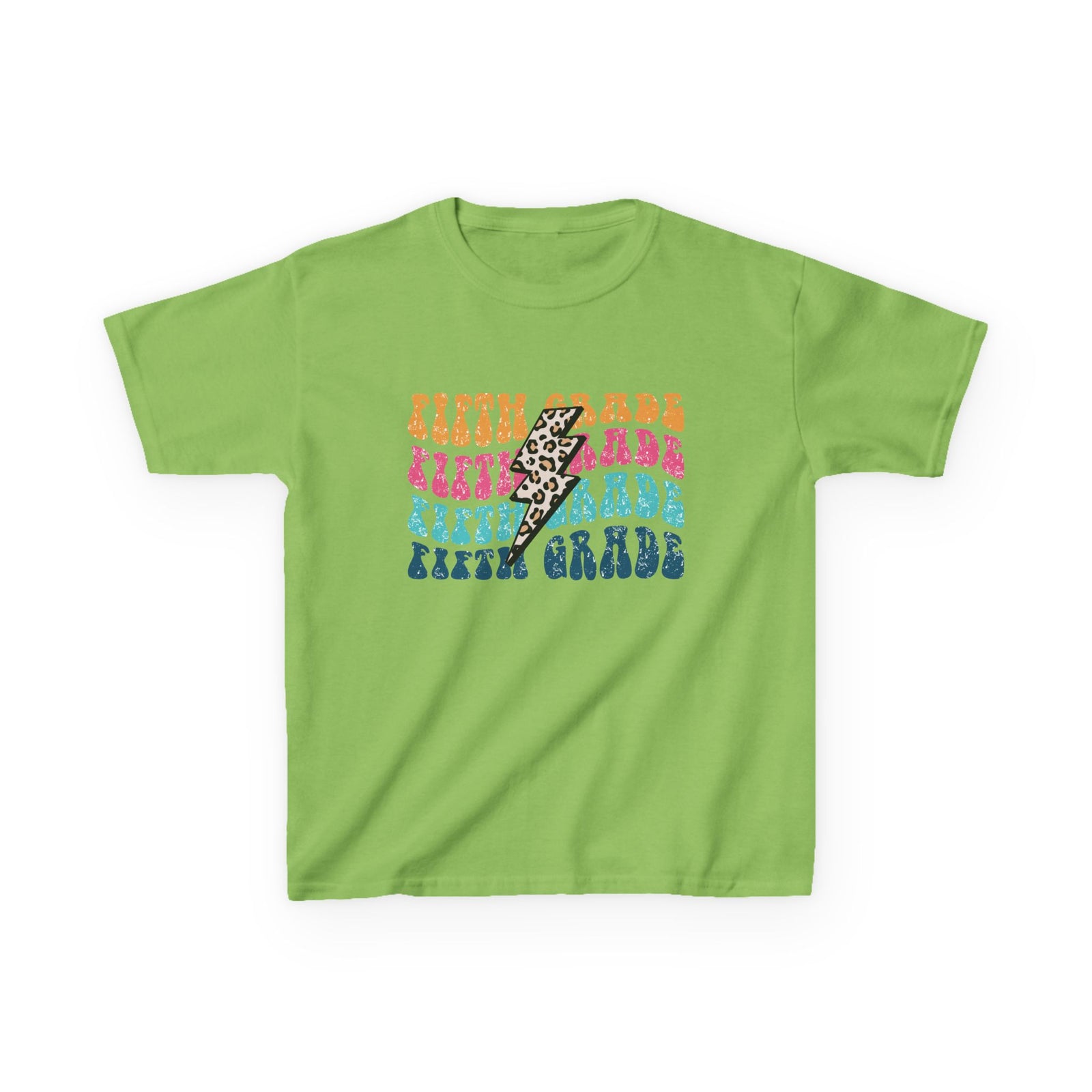 Fifth Grade Leopard Lightning Graphic Tee Back-to-School 5th Grade Kids T-Shirt