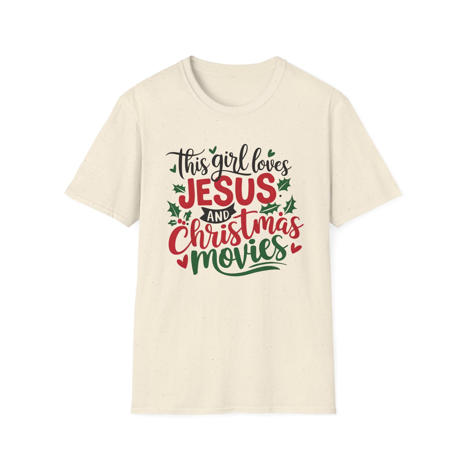 This Girl Loves Jesus & Christmas Movies Tee Christian Graphic T-Shirt