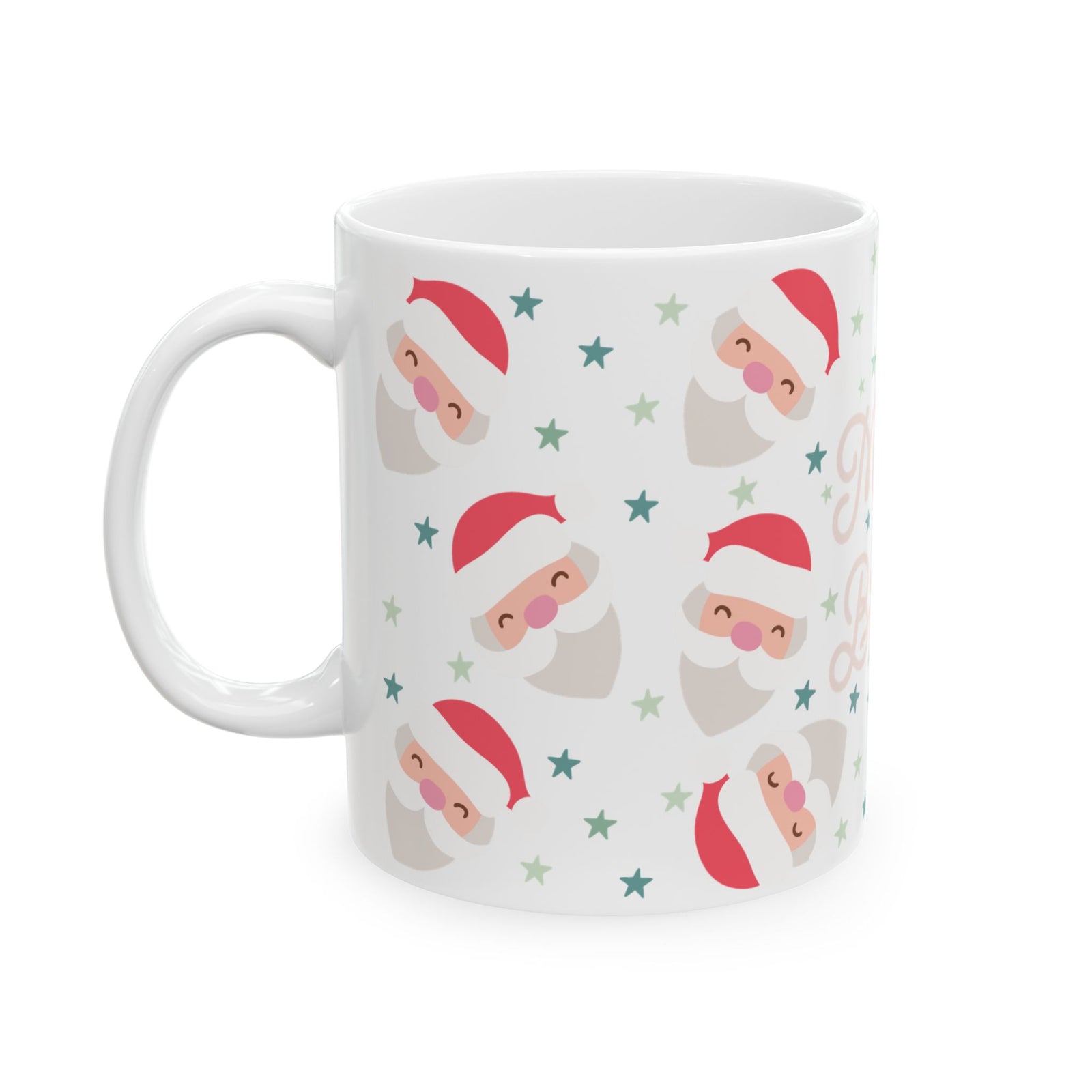 Merry & Bright Starry Santa Christmas Ceramic Mug Coffee Cup (11oz & 15oz)