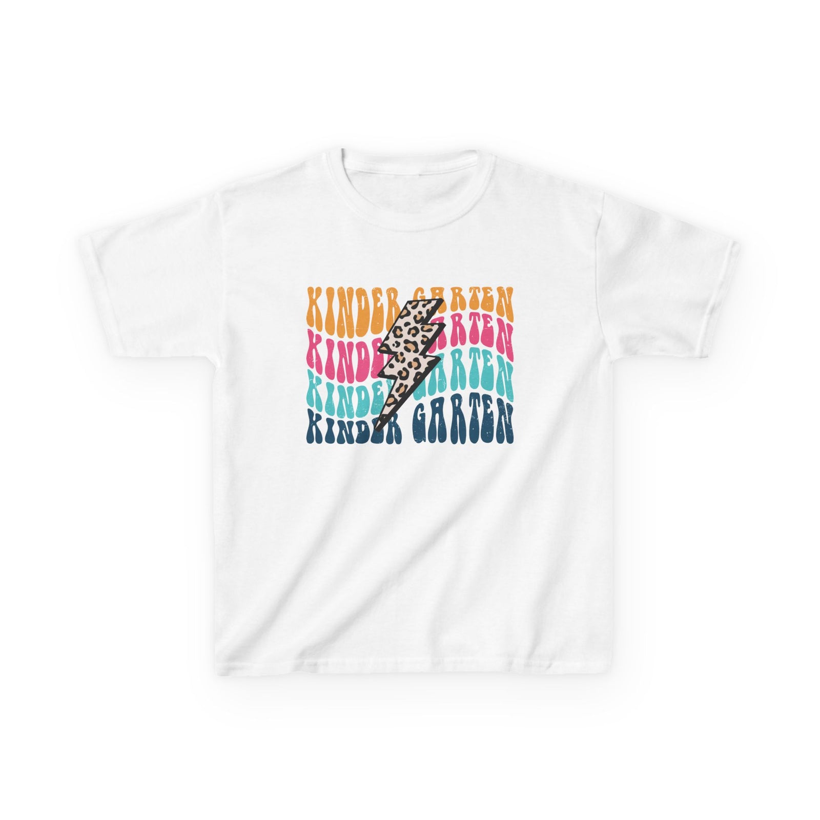 Kindergarten Grade Leopard Lightning Graphic Tee Back-to-School Kids T-Shirt