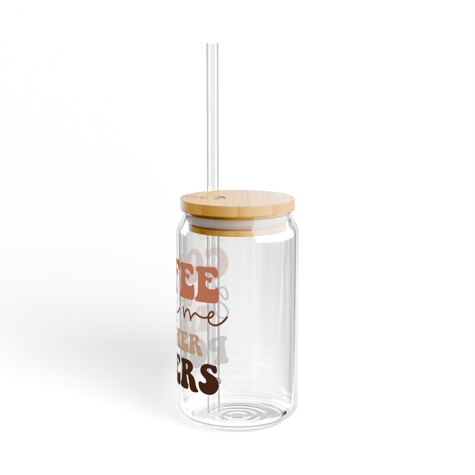 Coffee Gives Me Teacher Powers Sipper Glass 16oz Reusable Drink Jar with Lid & Straw
