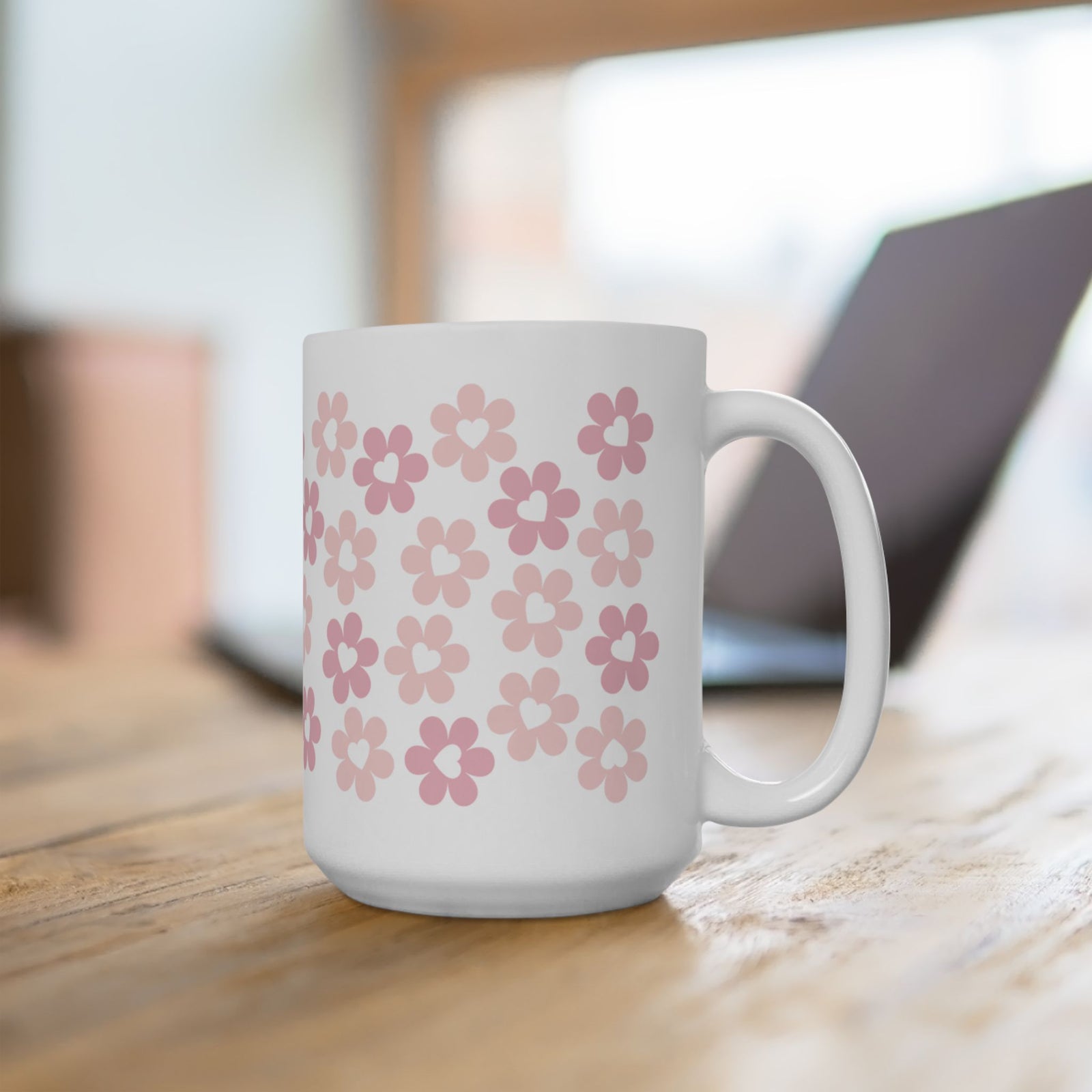 Pink Heart Daisies Mug — Cute Valentine’s Day Coffee Cup (11oz & 15oz) - Sydney So Sweet