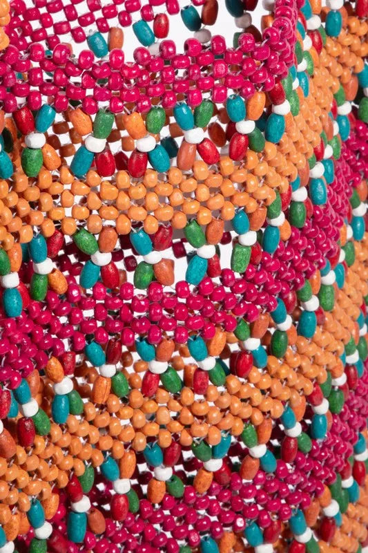 Fame Contrast Wooden Beaded Tote Bag - Sydney So Sweet