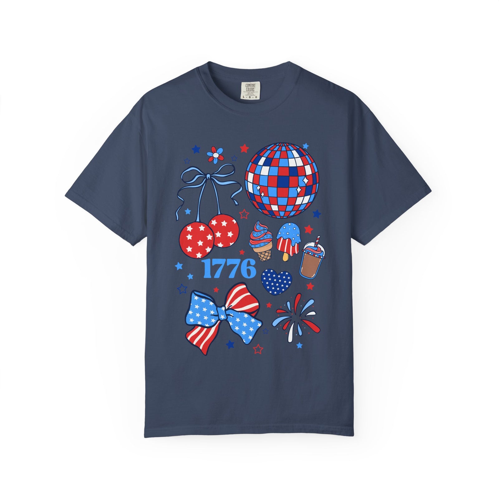 1776 Patriotic Graphic T-Shirt Americana 4th of July Icons Tee
