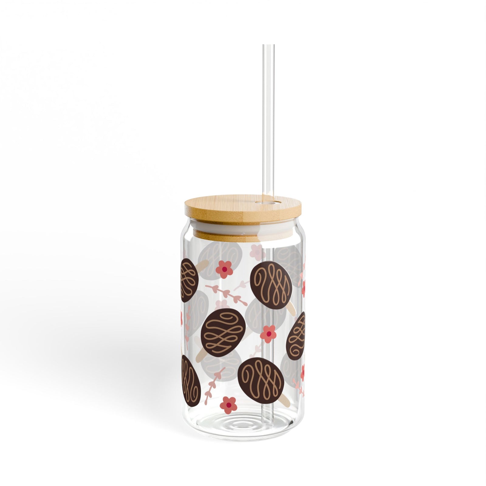 Fudge Pops Tumbler Sipper Glass 16oz — Reusable Drink Jar with Lid & Straw