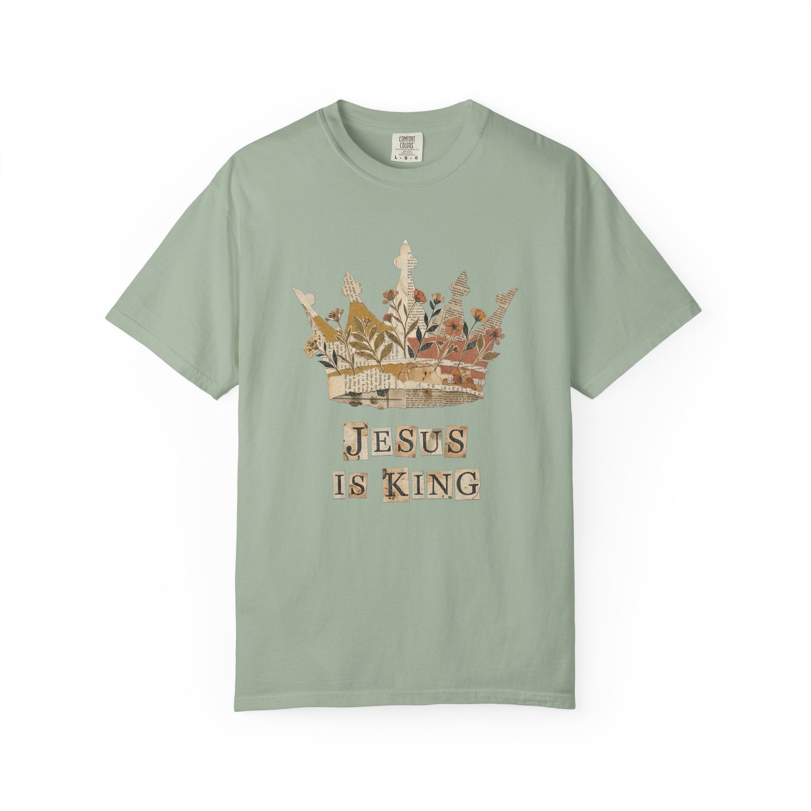 Jesus Is King Collage & Crown T-Shirt Faith-Based Christian Distressed Tee