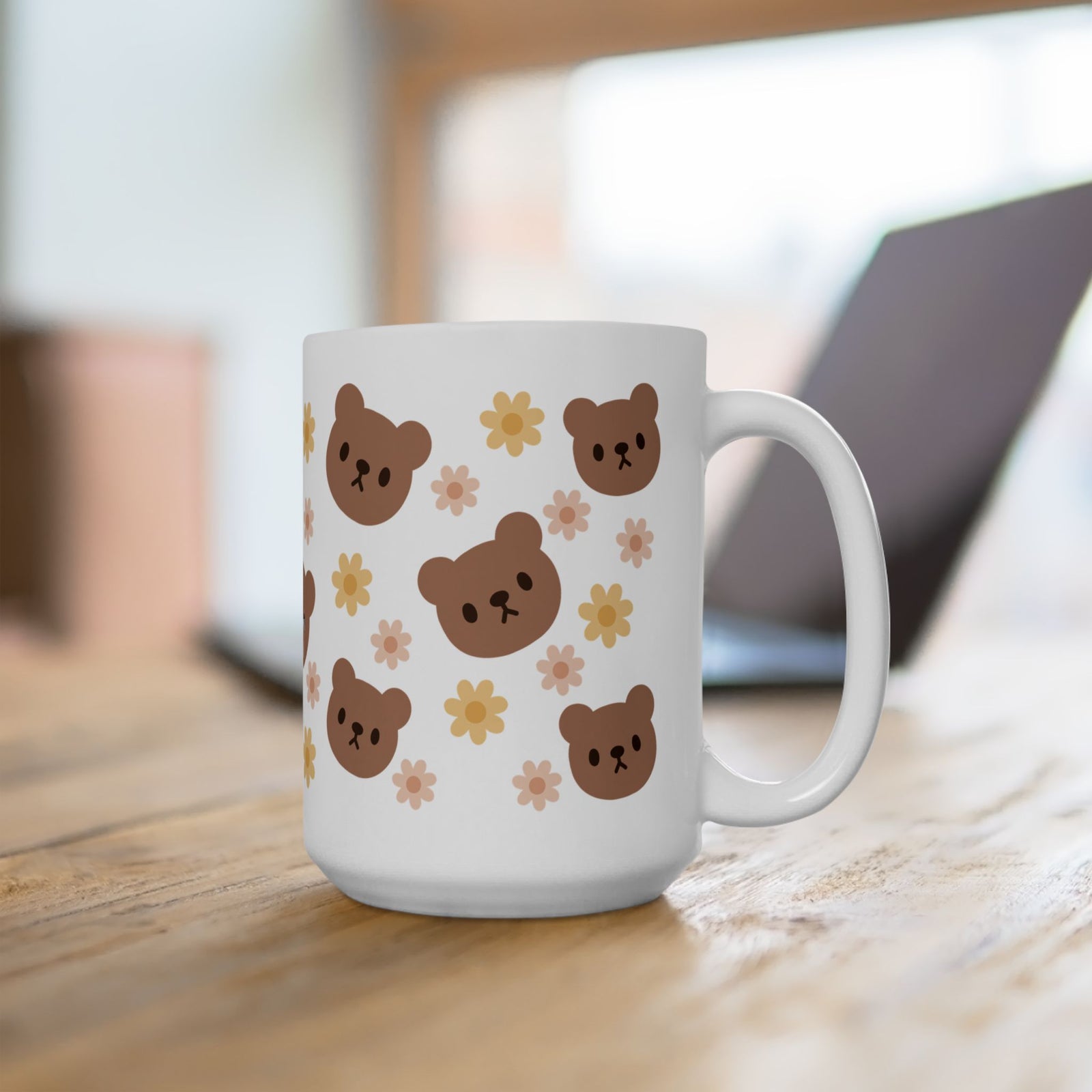 Teddy Bear Daisy Cute Ceramic Mug Coffee Cup (11oz & 15oz) - Sydney So Sweet