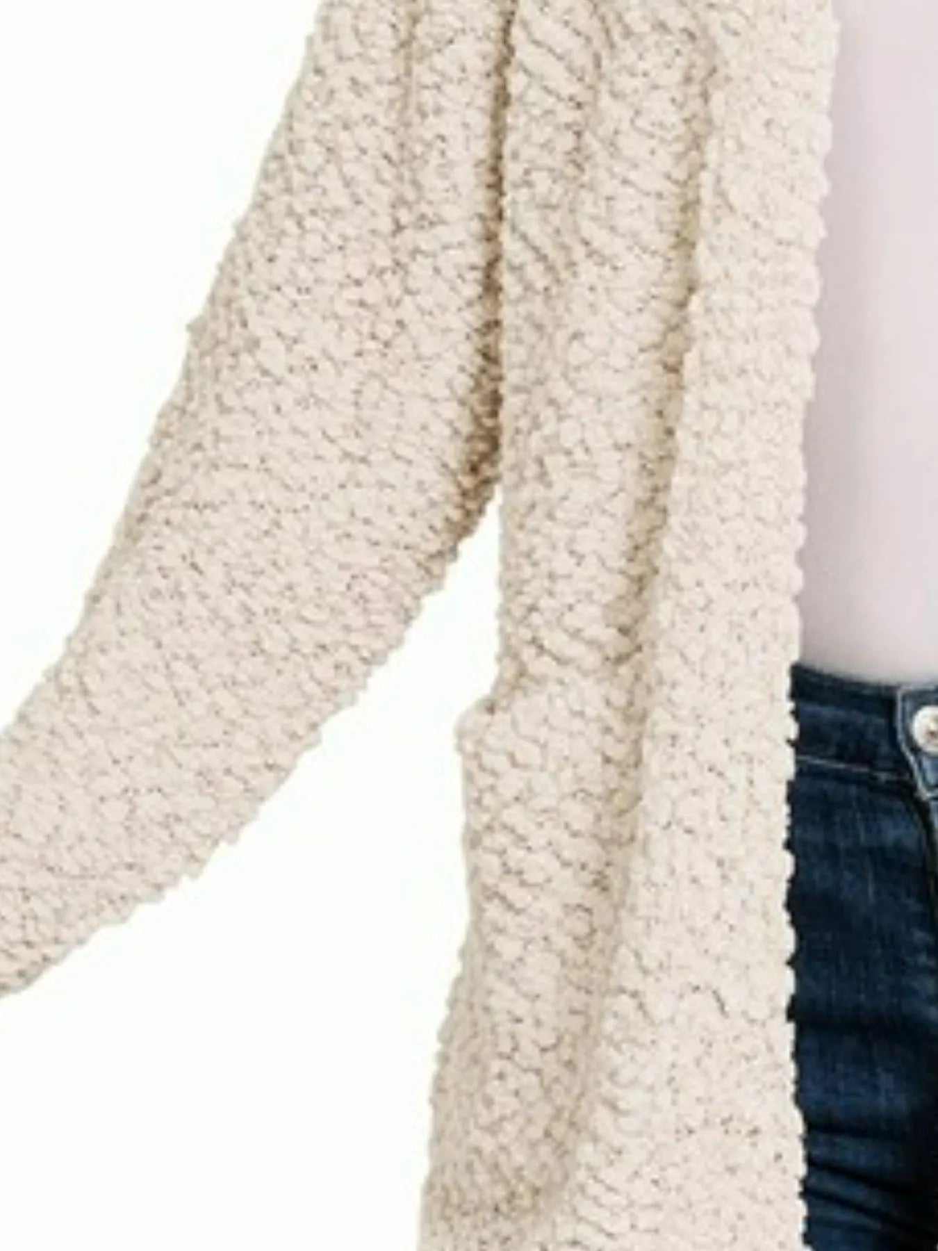 Zenana Long Sleeve Popcorn Sweater Cardigan with Pockets - Sydney So Sweet