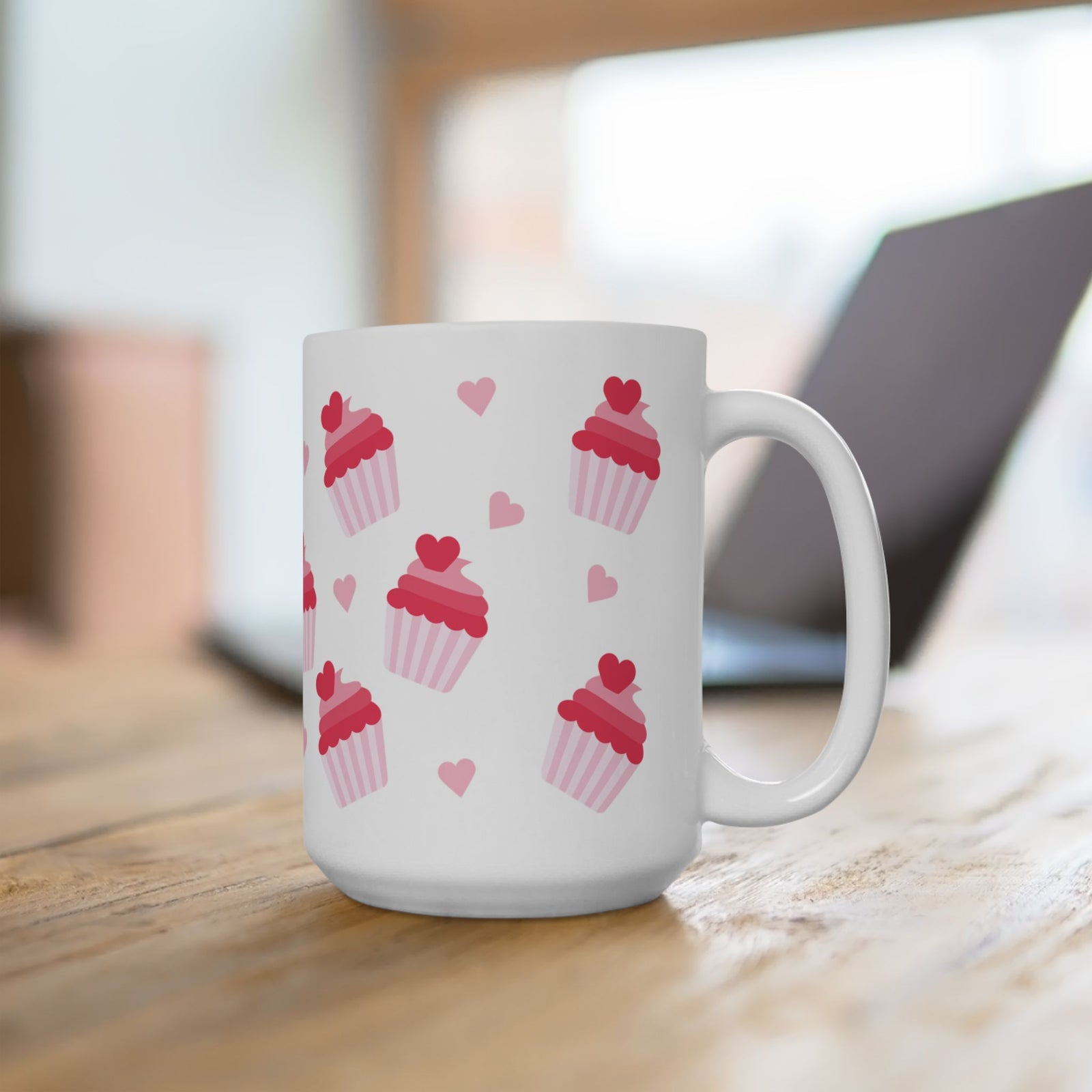 Cupcake Hearts Cute Ceramic Mug Coffee Cup (11oz & 15oz)