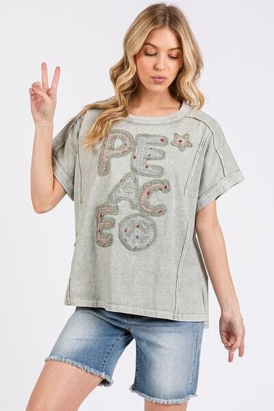 Mittoshop PEACE Round Neck Short Sleeve T-Shirt - Sydney So Sweet