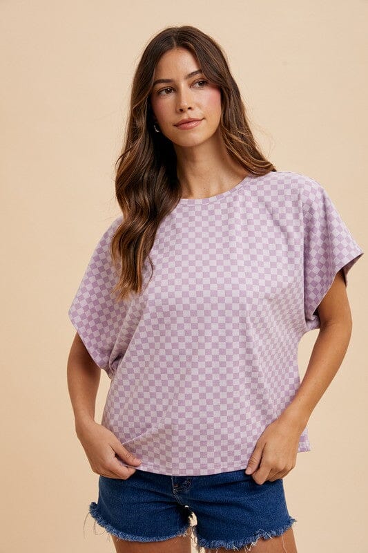 Annie Wear Checkered Round Neck Short Sleeve T-Shirt - Sydney So Sweet
