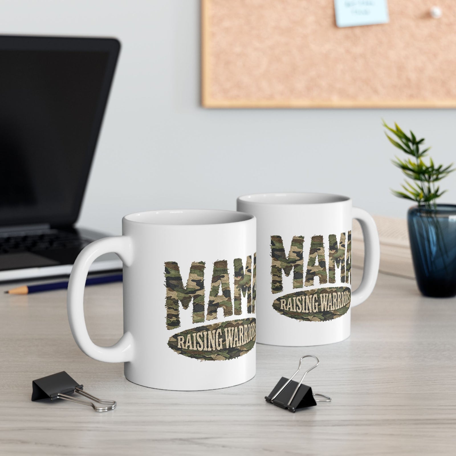 Camo Mama Raising Warriors Cute Ceramic Mug Coffee Cup (11oz & 15oz)