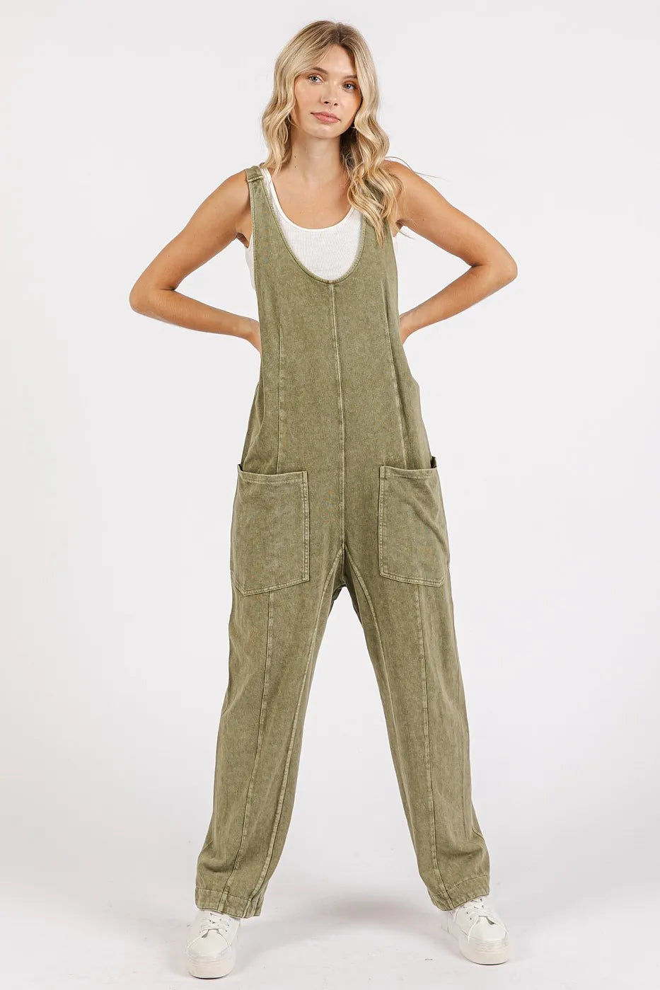 Mittoshop Mineral Wash Relaxed Fit Sleeveless Harem Jumpsuit - Sydney So Sweet