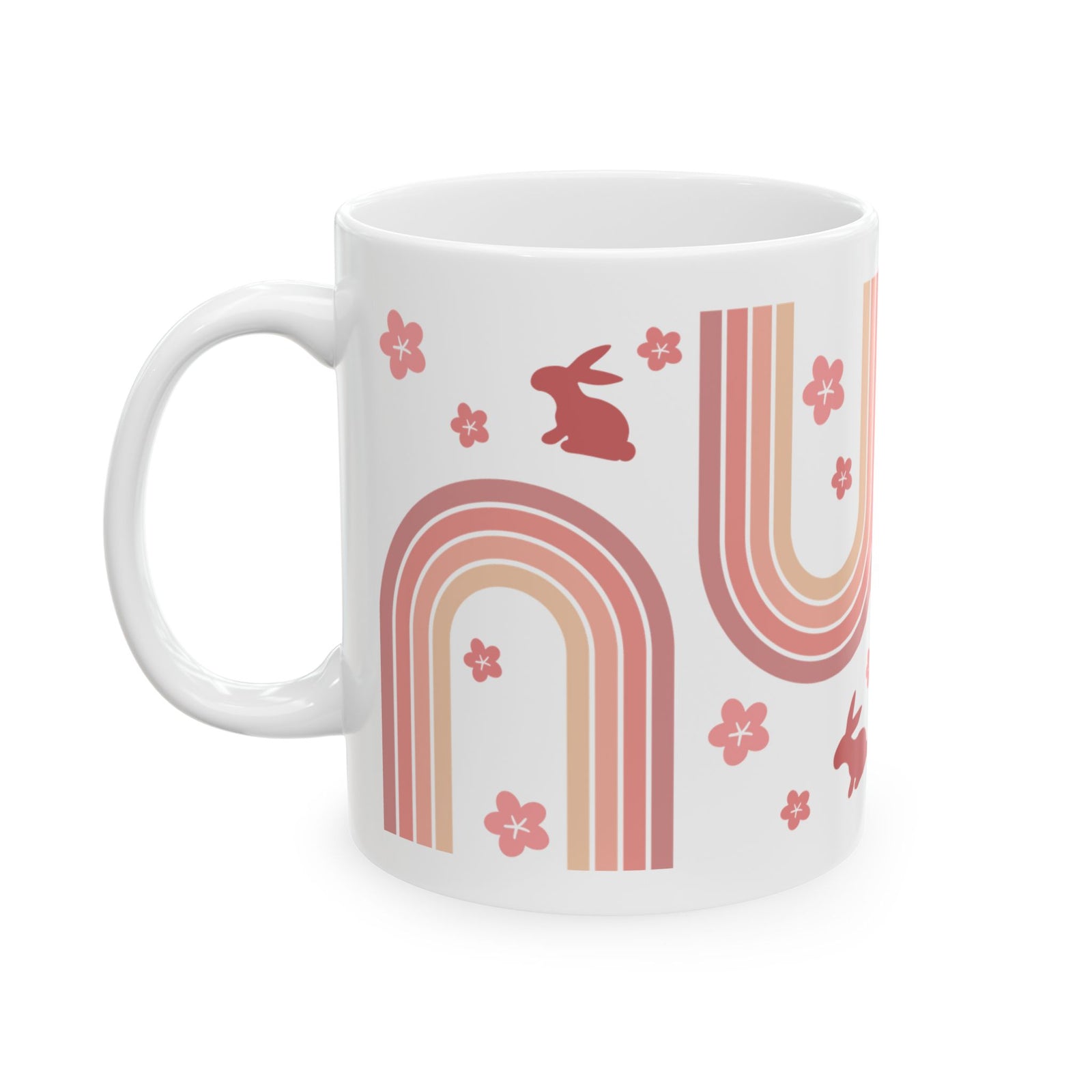Retro Rainbow Bunny Cute Ceramic Mug Coffee Cup (11oz & 15oz)
