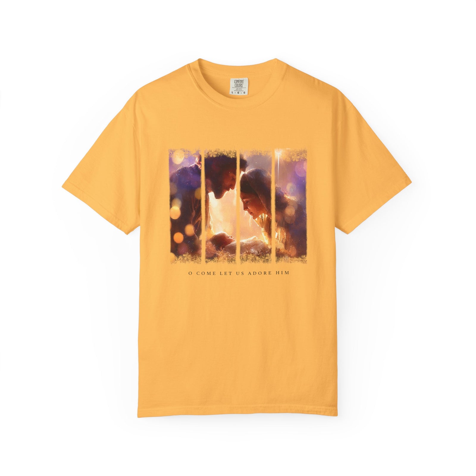 O Come Let Us Adore Him Holy Family Christmas T-Shirt Christian Graphic Tee