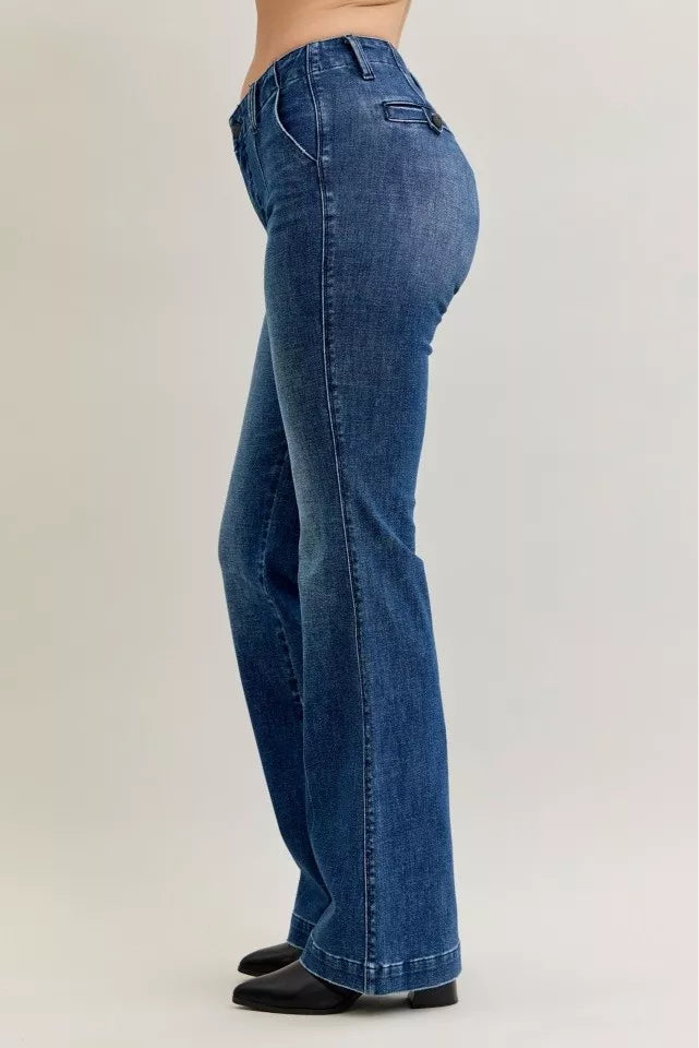 Judy Blue Full Size Mid Rise Bootcut Jeans with Welt Pockets Plus Size - Sydney So Sweet