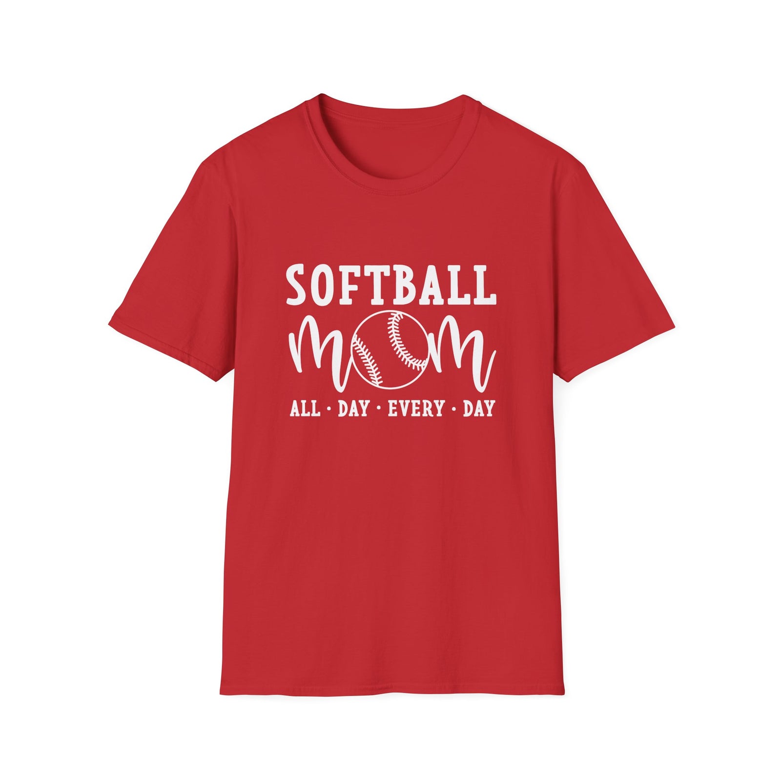 Softball Mom All Day Graphic T-Shirt Cute Sports Mom Tee (12 Team Colors)