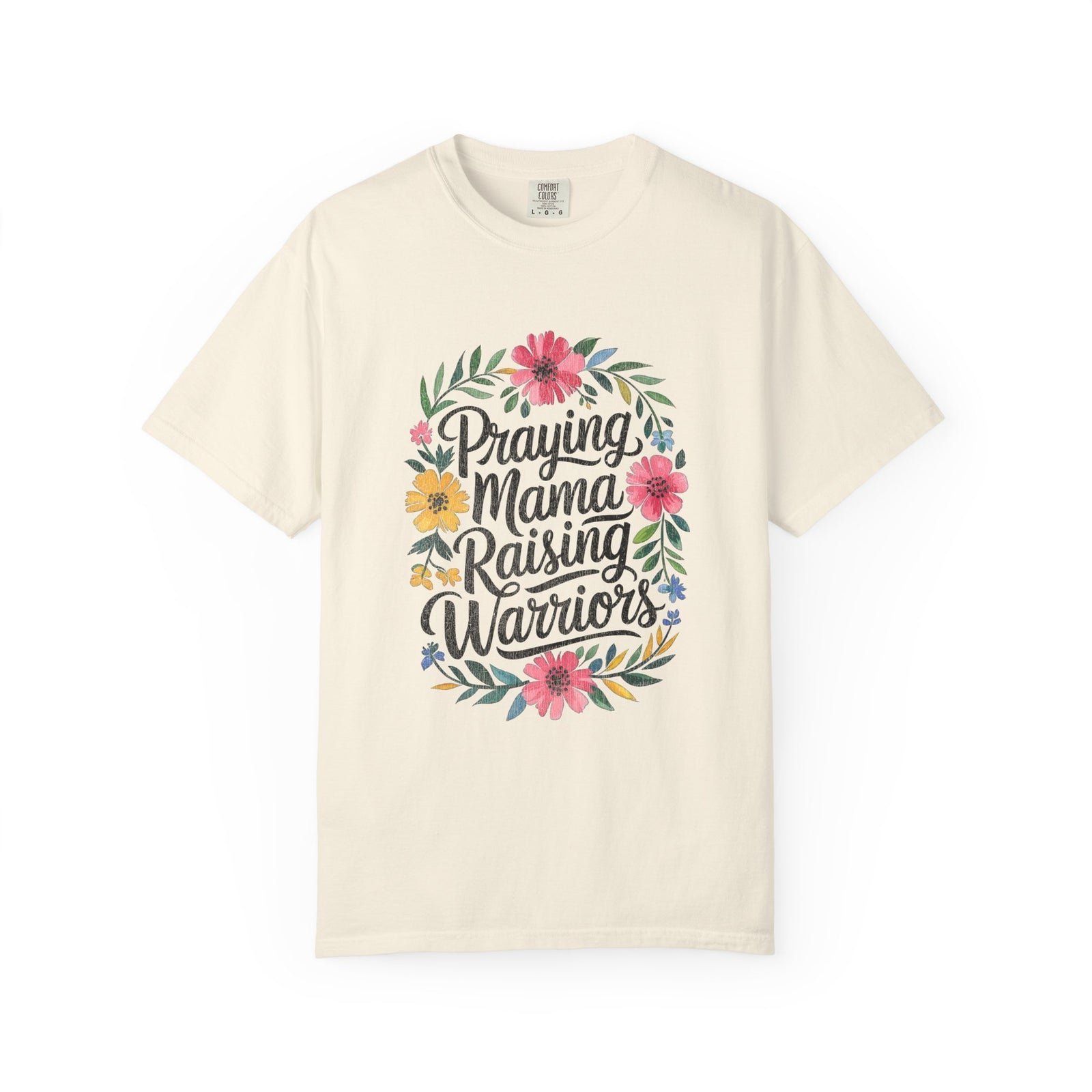 Praying Mama Raising Warriors T-Shirt Cute Floral Mom Graphic Tee