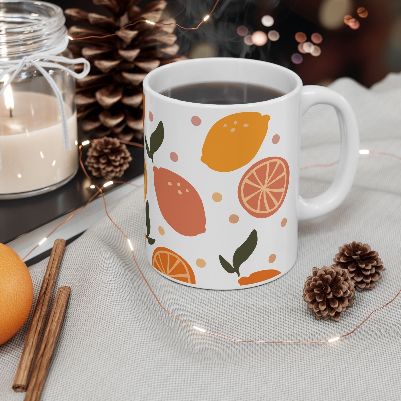 Citrus Orange & Lemon Fruits Ceramic Mug Coffee Cup (11oz & 15oz)