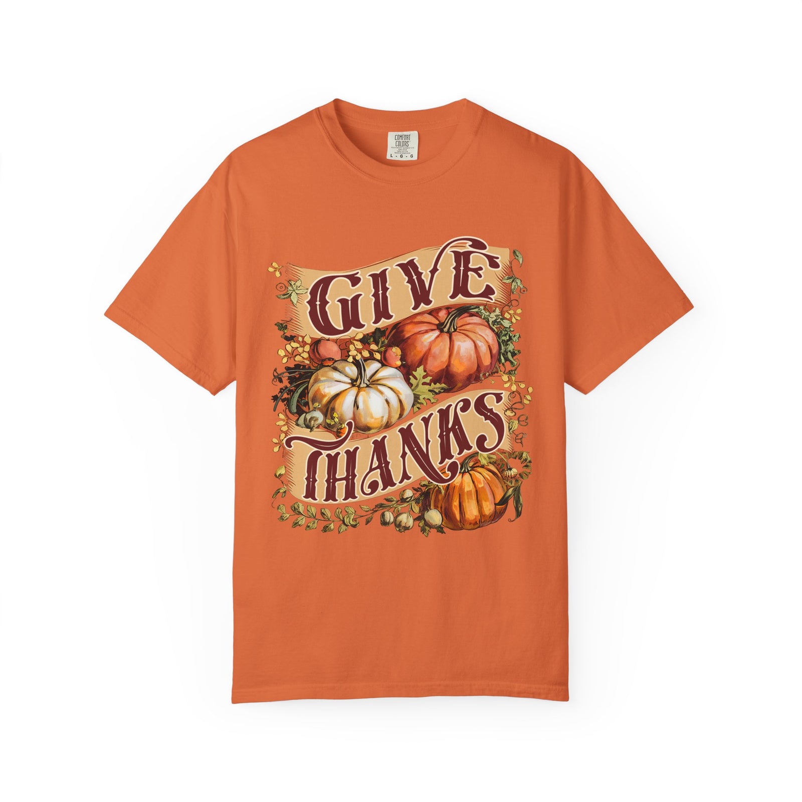 Give Thanks Pumpkin T-Shirt Vintage Thanksgiving Harvest Graphic Tee