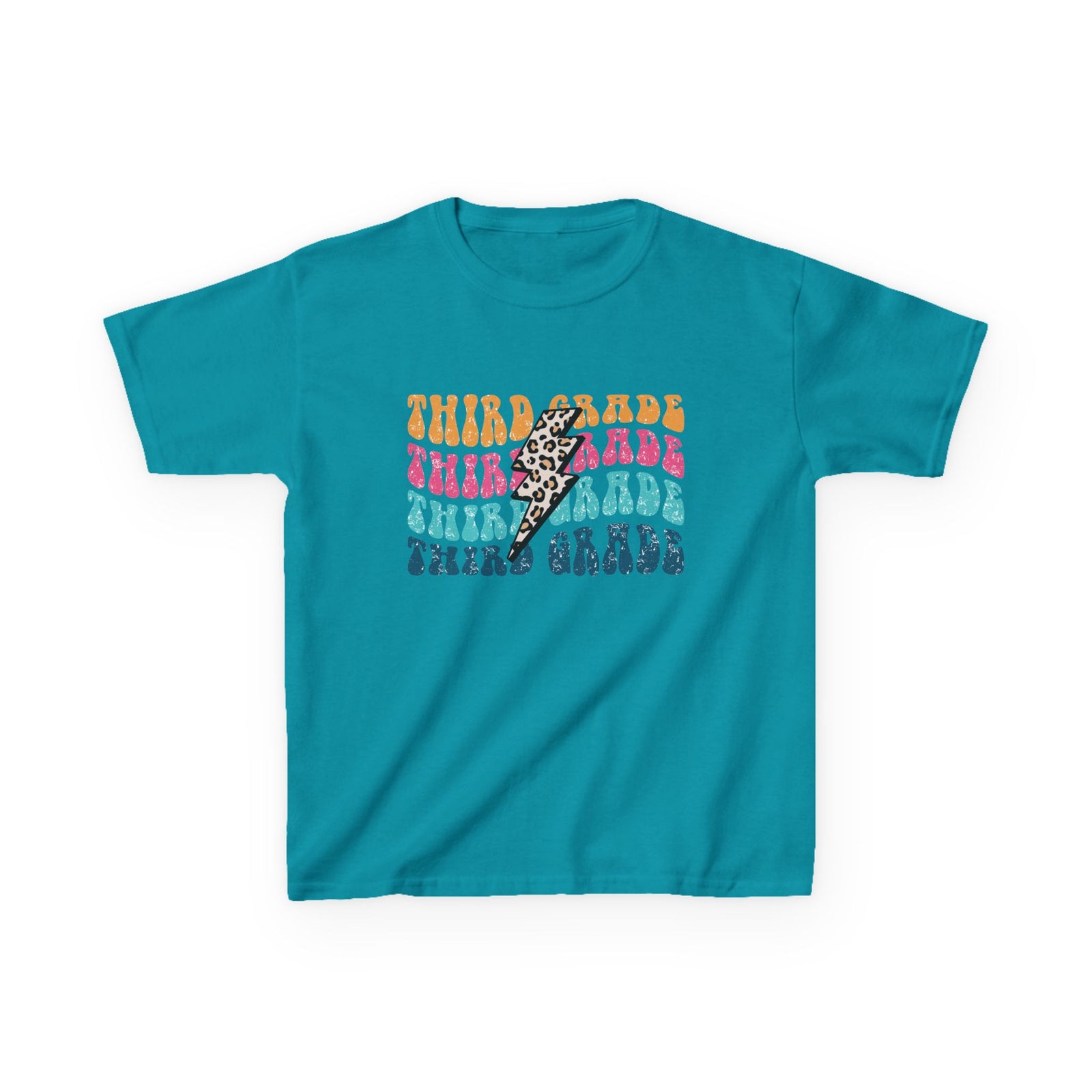 Third Grade Leopard Lightning Graphic Tee Back-to-School 3rd Grade Kids T-Shirt