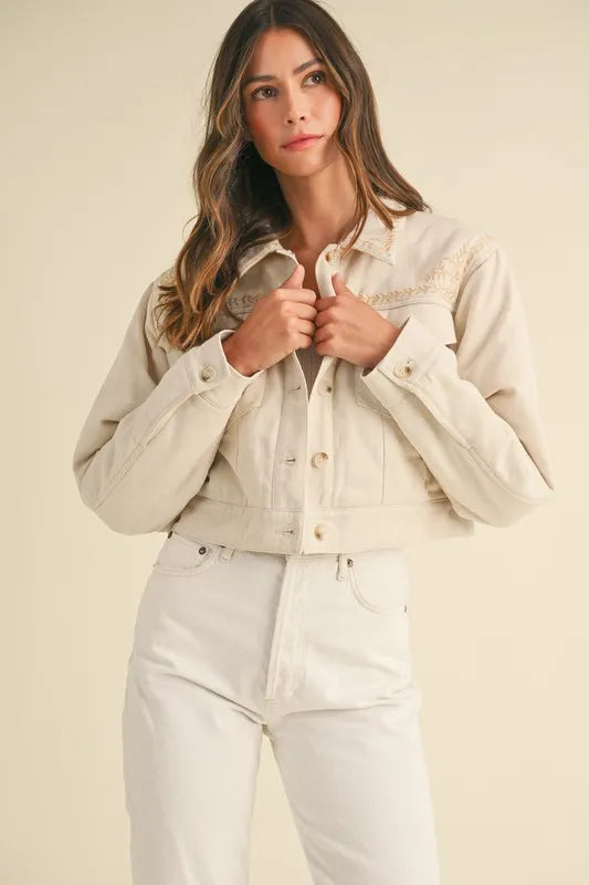 MABLE Embroidered Quilted Cropped Jacket - Sydney So Sweet