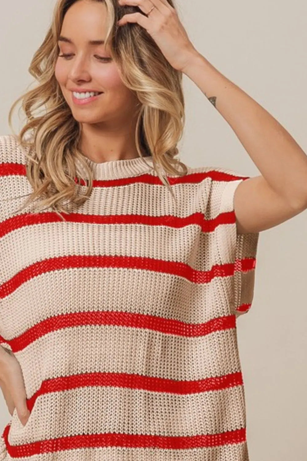 BiBi Fourth Of July Stripe Drop Shoulder Sweater - Sydney So Sweet