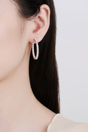 Moissanite Rhodium-Plated Hoop Earrings - Sydney So Sweet