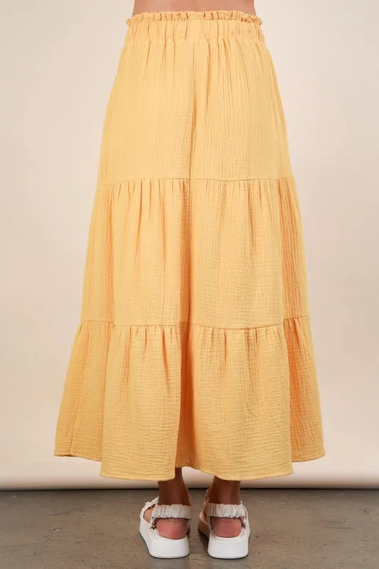 VERY J Elastic Waist Tiered Maxi Skirt - Sydney So Sweet