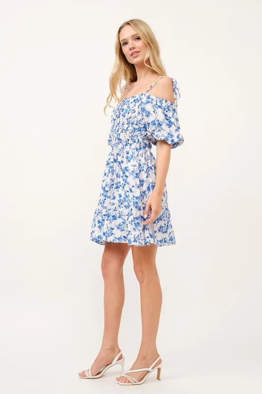 And The Why Off Shoulder Bubble Sleeve Dress - Sydney So Sweet