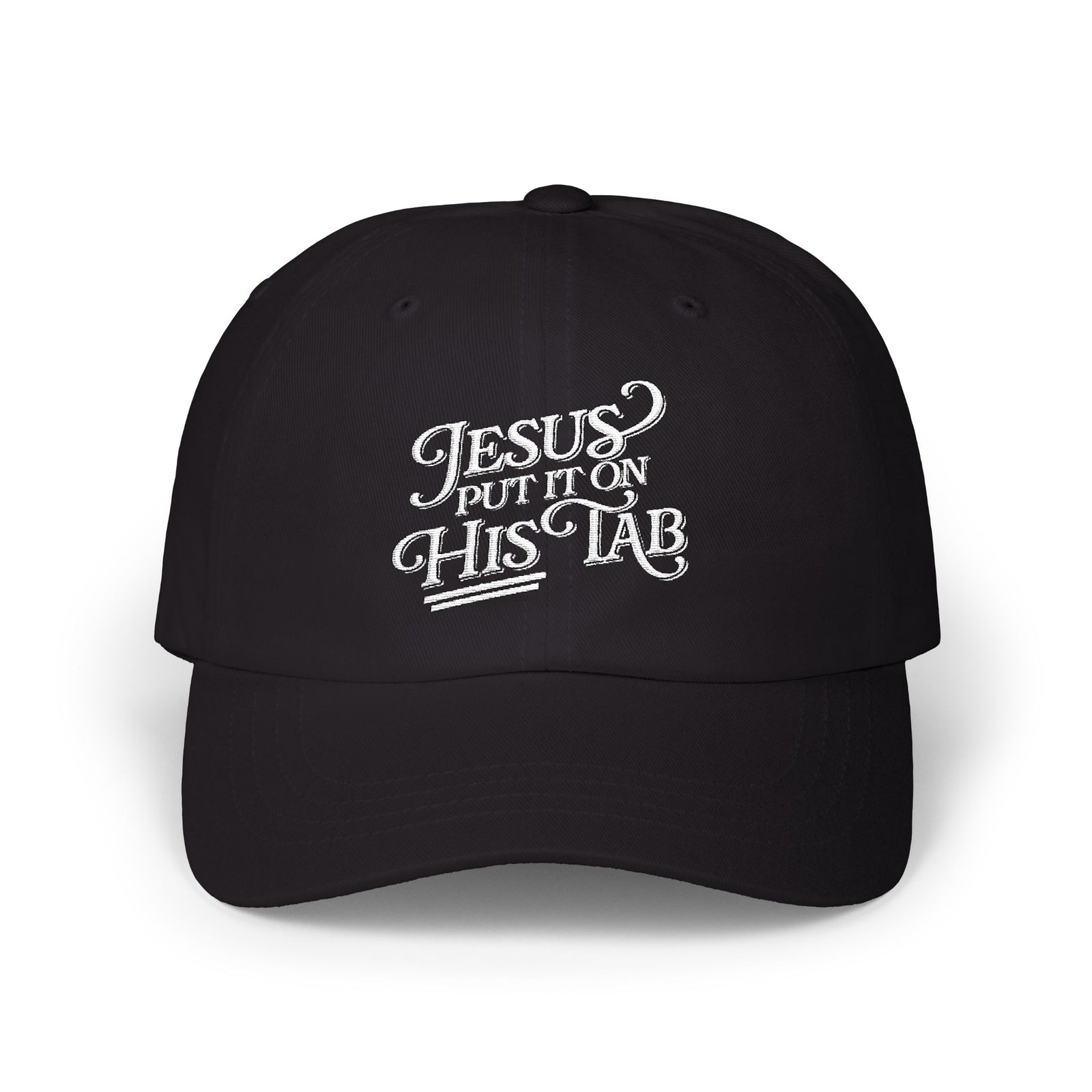 Jesus Put It On His Tab White Embroidered Christian Dad Cap Baseball Hat
