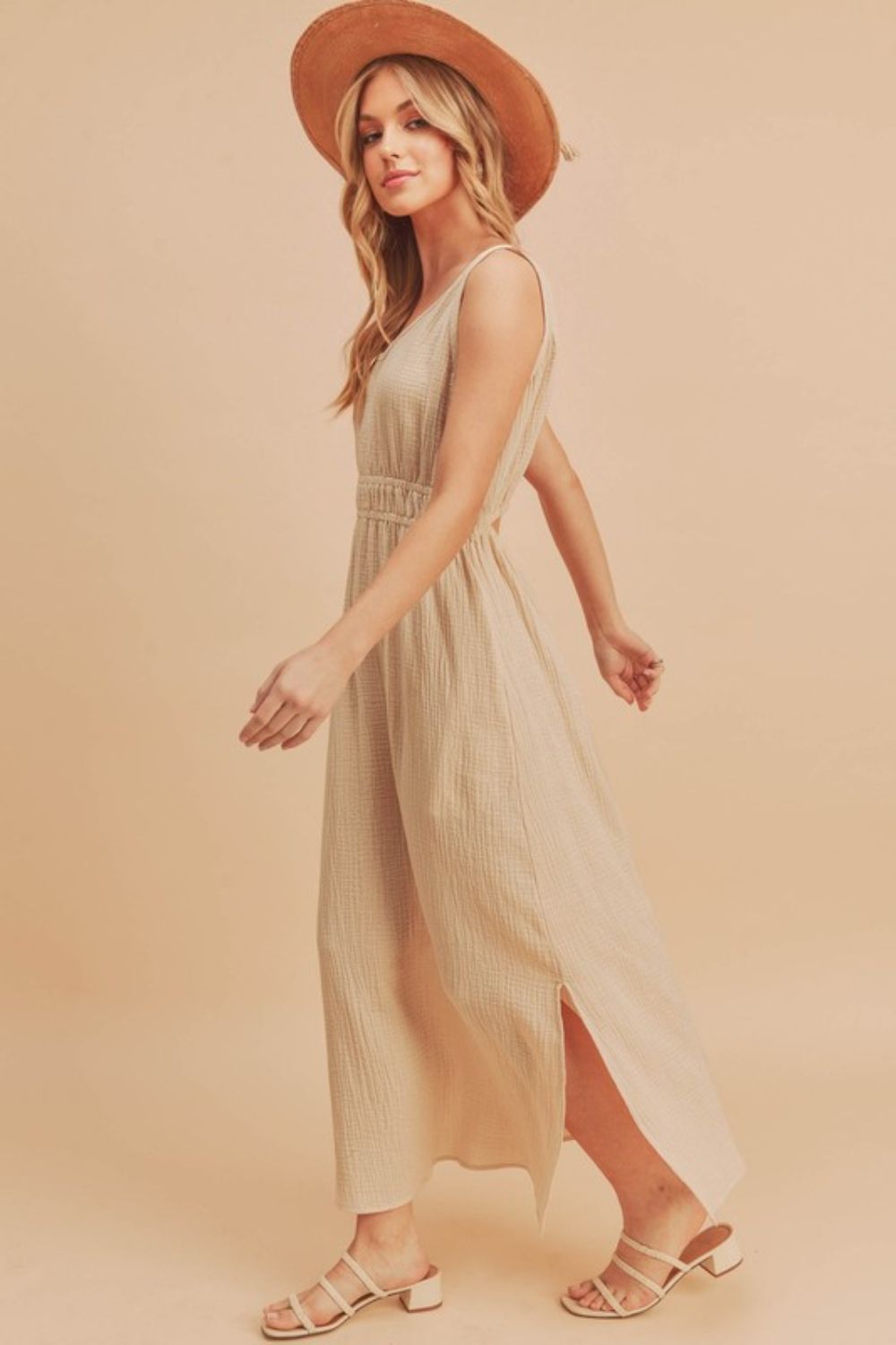 Aemi + Co Side Slit Round Neck Sleeveless Tank Dress - Sydney So Sweet