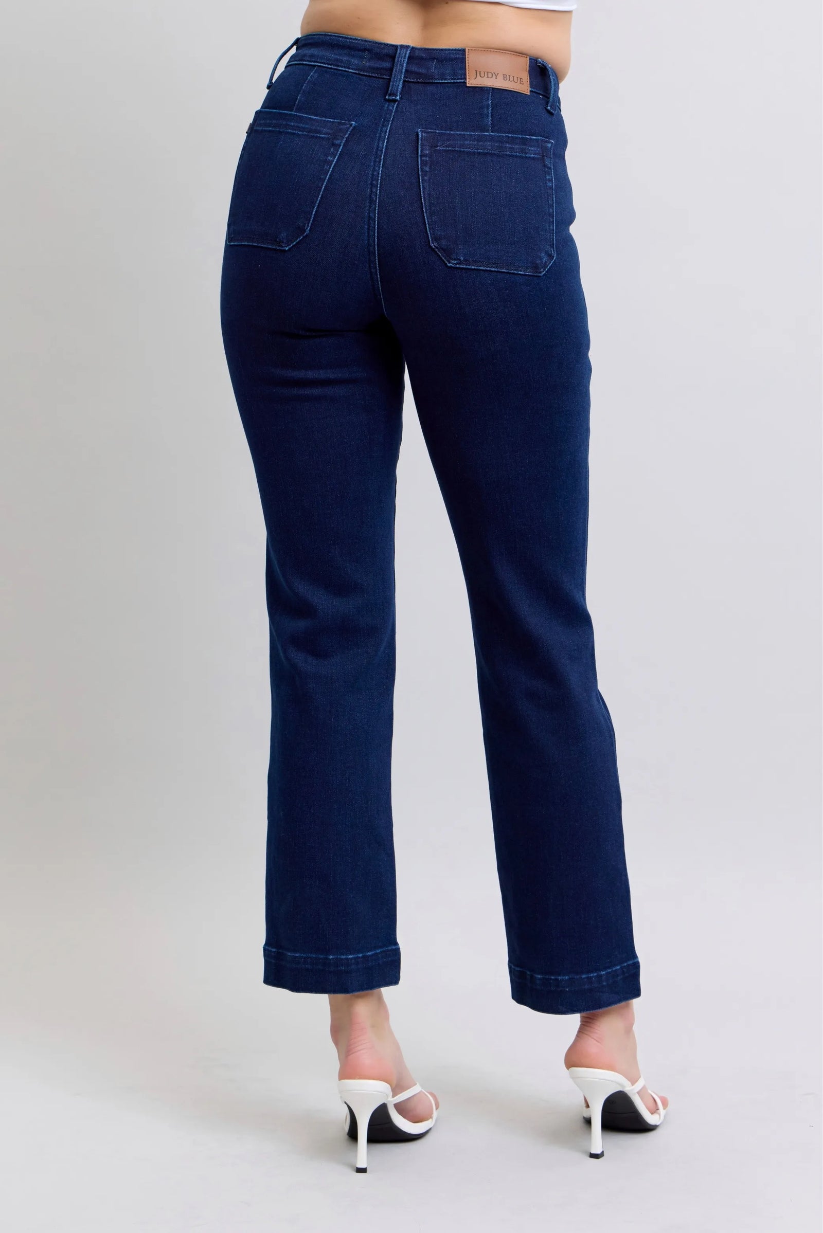 Judy Blue Full Size Hw Work Wear Knee Patch Straight Jeans Plus Size - Sydney So Sweet
