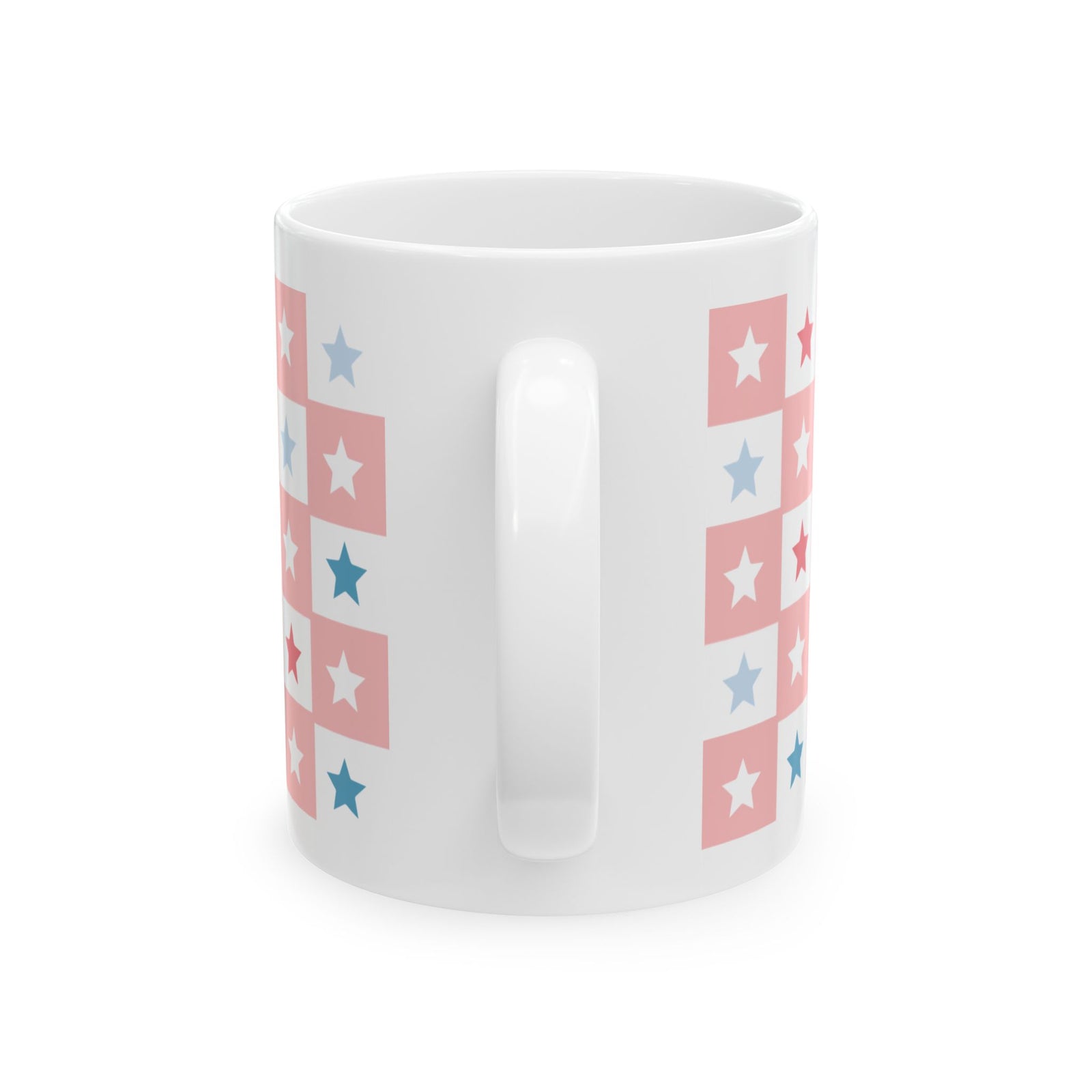 Checkered Stars Cute Ceramic Mug Coffee Cup (11oz & 15oz)