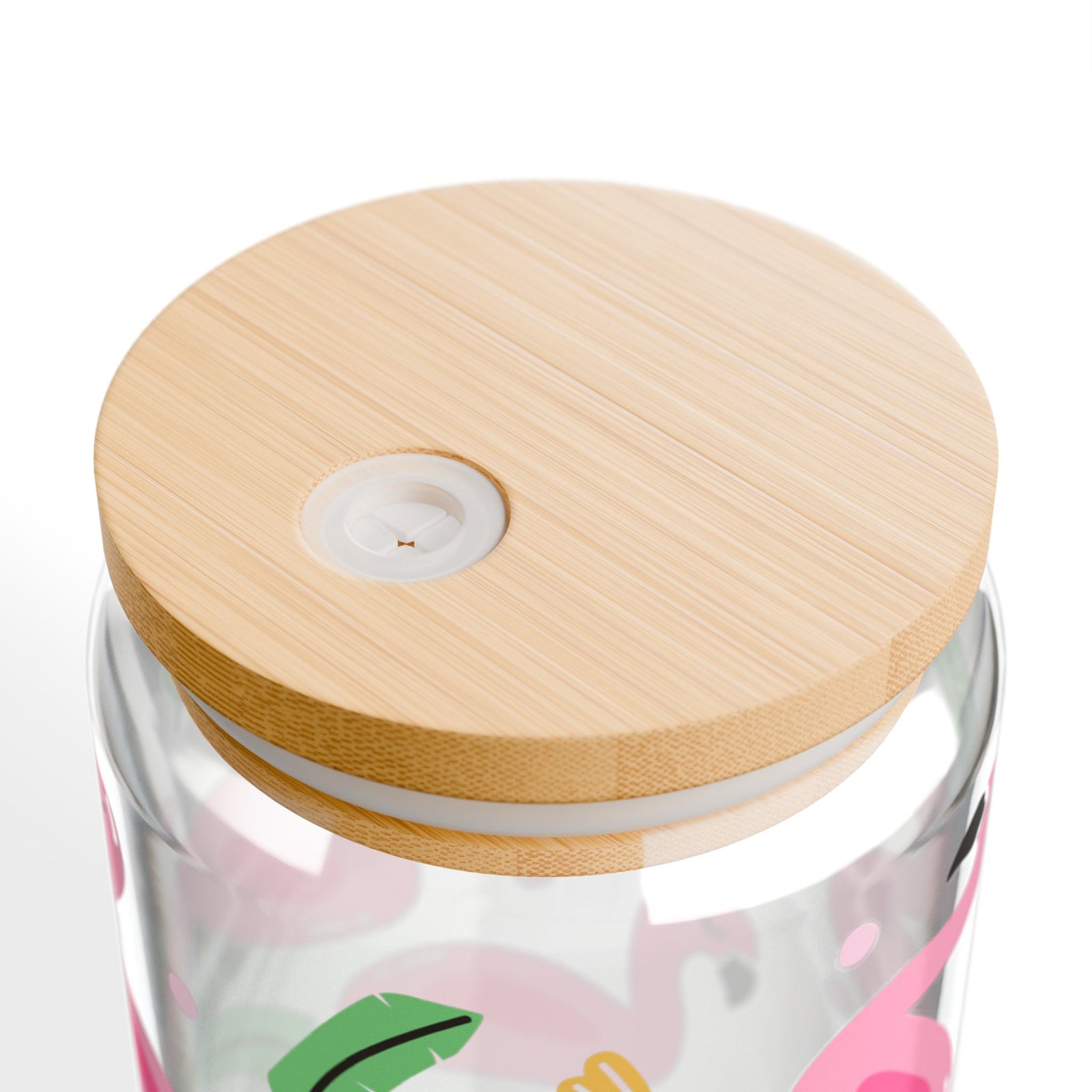 Flamingo Float Tumbler Sipper Glass 16oz — Reusable Drink Jar with Lid & Straw