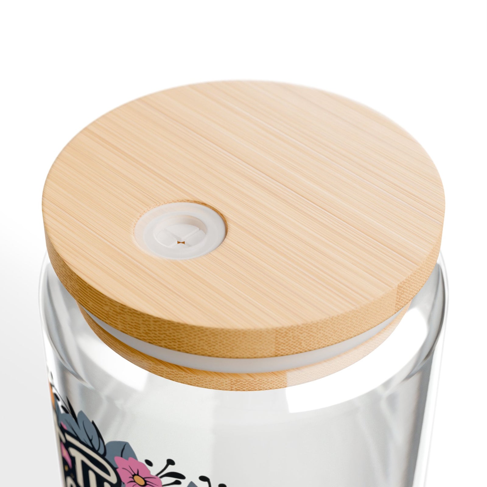 The Cross Has Spoken I Am Forgiven Floral Sipper Glass 16oz Reusable Drink Jar with Lid & Straw