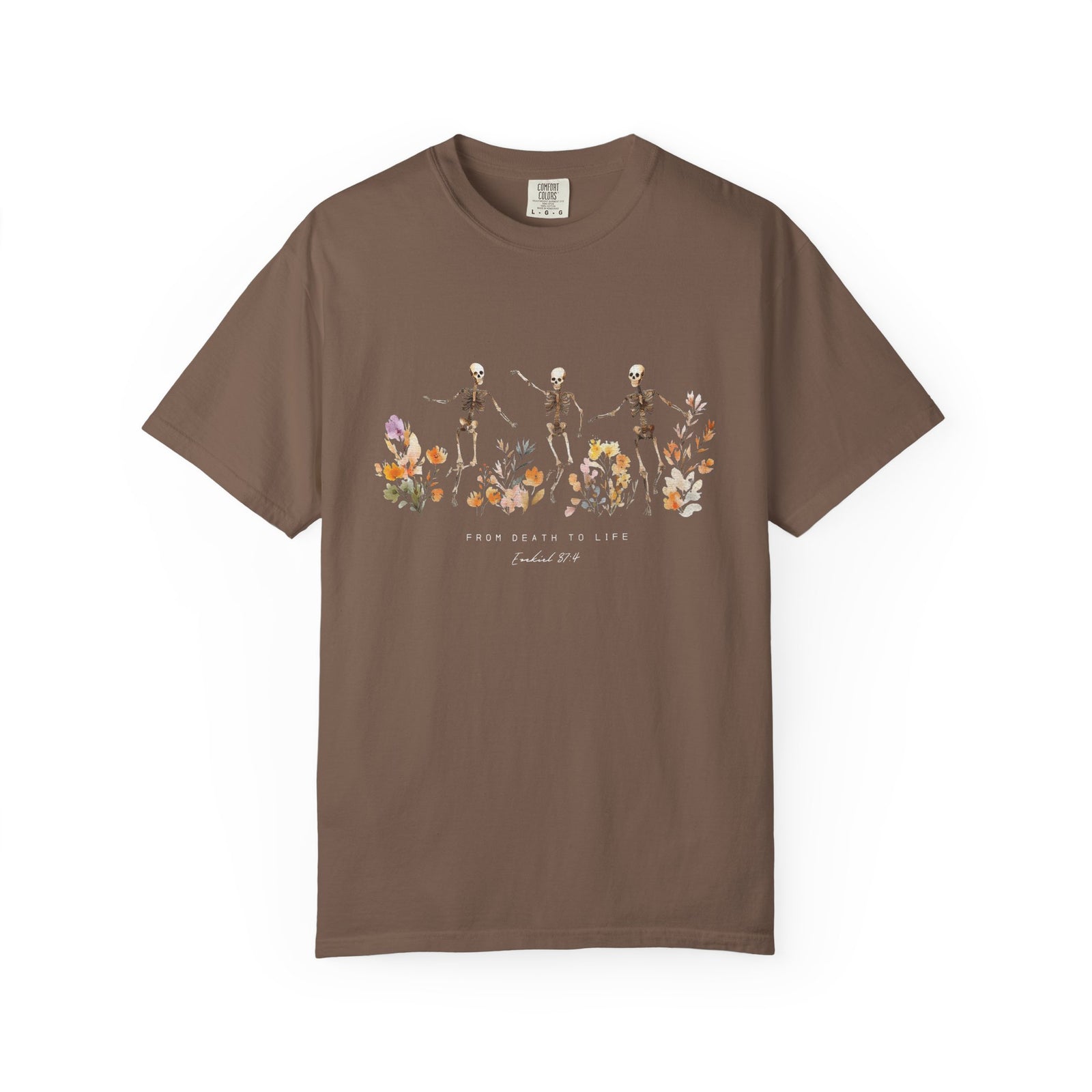 Floral Skeletons From Death to Life T-Shirt Halloween Christian Graphic Tee