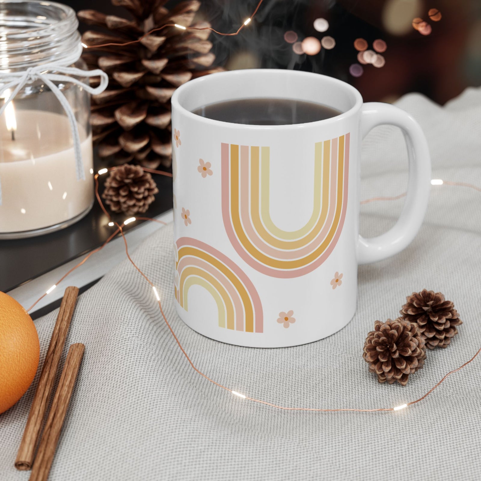 Coffee Retro Rainbow Cute Ceramic Mug Coffee Cup (11oz & 15oz) - Sydney So Sweet
