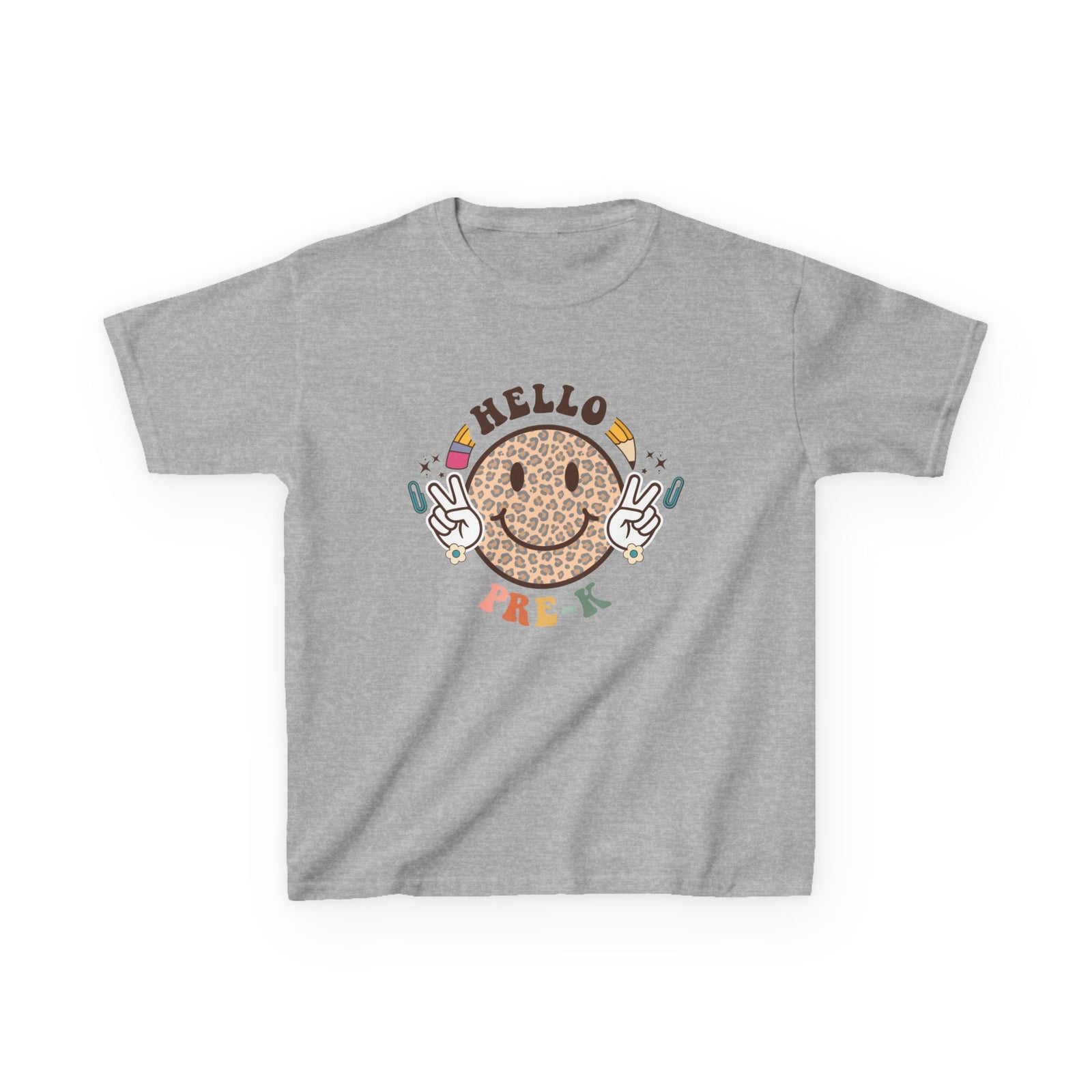 Pre-K Cheetah Smiley Face Graphic Tee Back-to-School Pre-K Kids T-Shirt