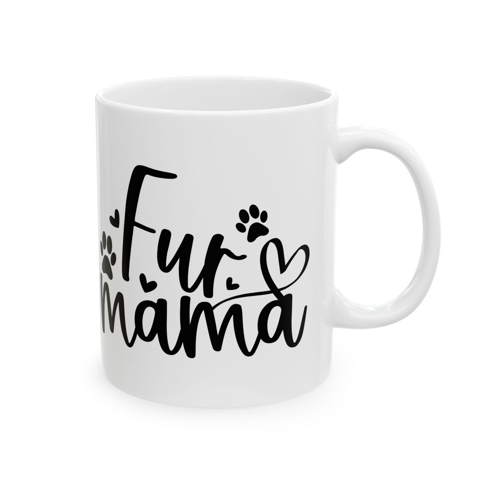 Fur Mama Paw Print Dog & Cat Lovers Cute Ceramic Mug Coffee Cup (11oz & 15oz)