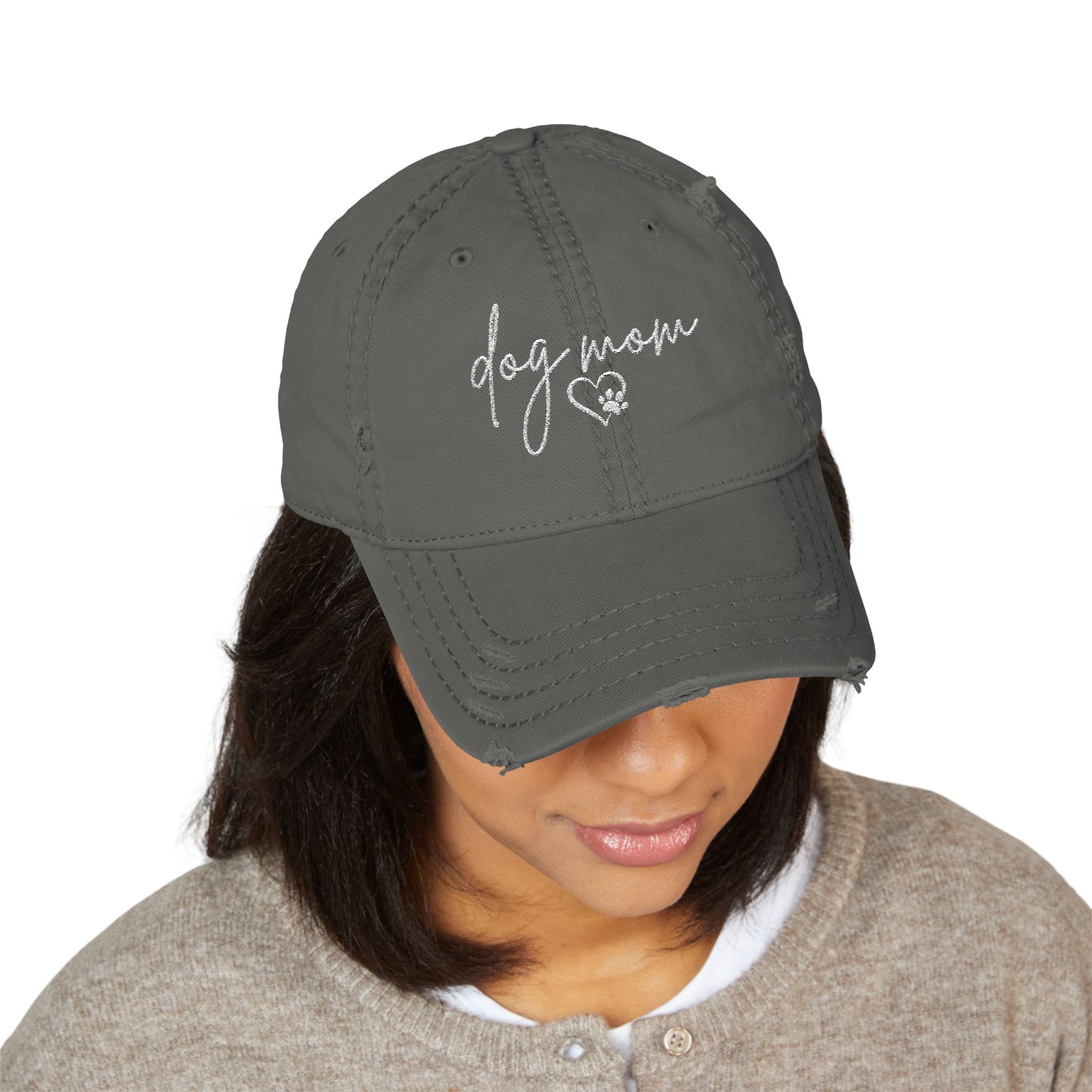 Dog Mom Distressed Dad Hat — Embroidered Casual Baseball Cap - Sydney So Sweet